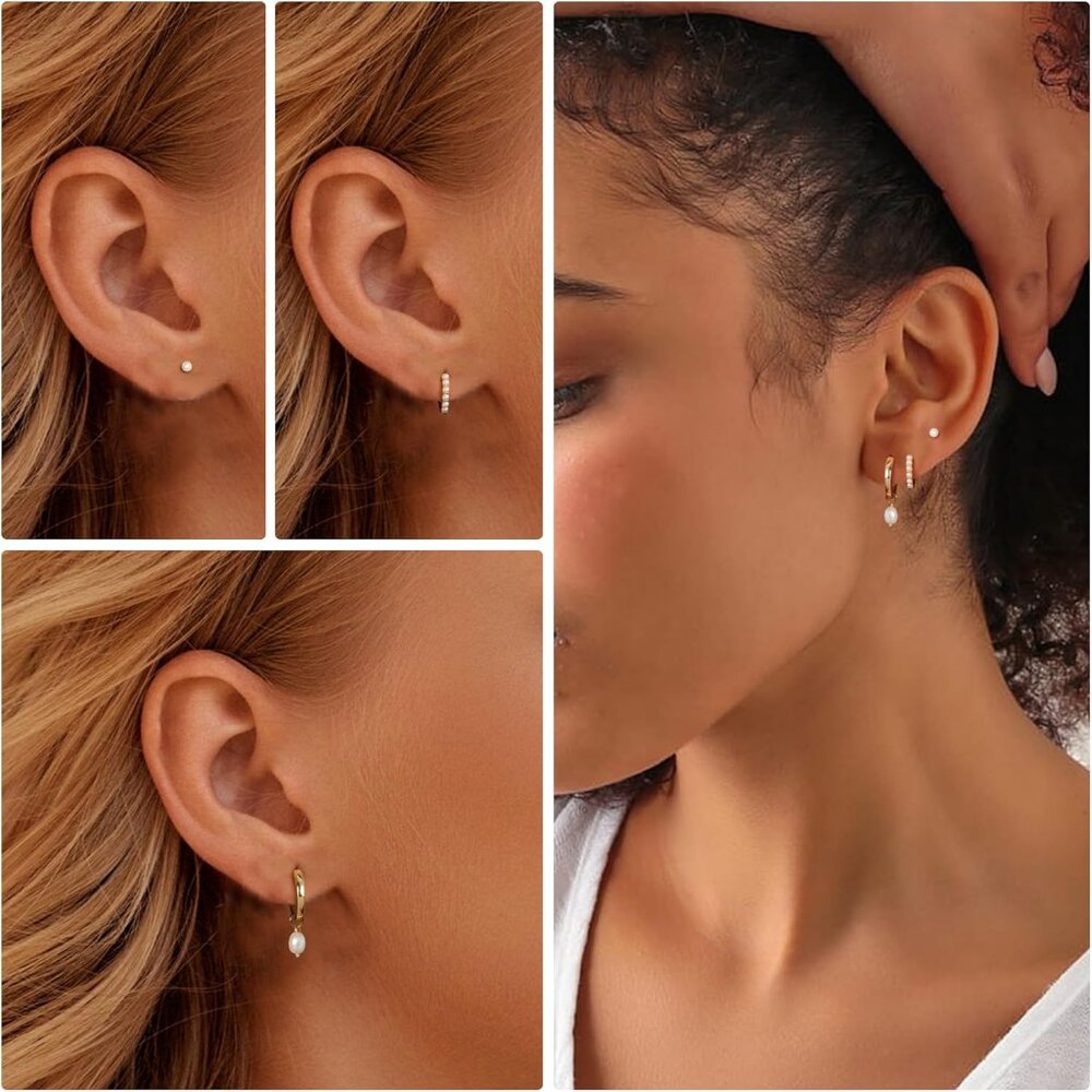 Stackable Gold Hoop Earrings Set 3 Versatile Pair… - image 5